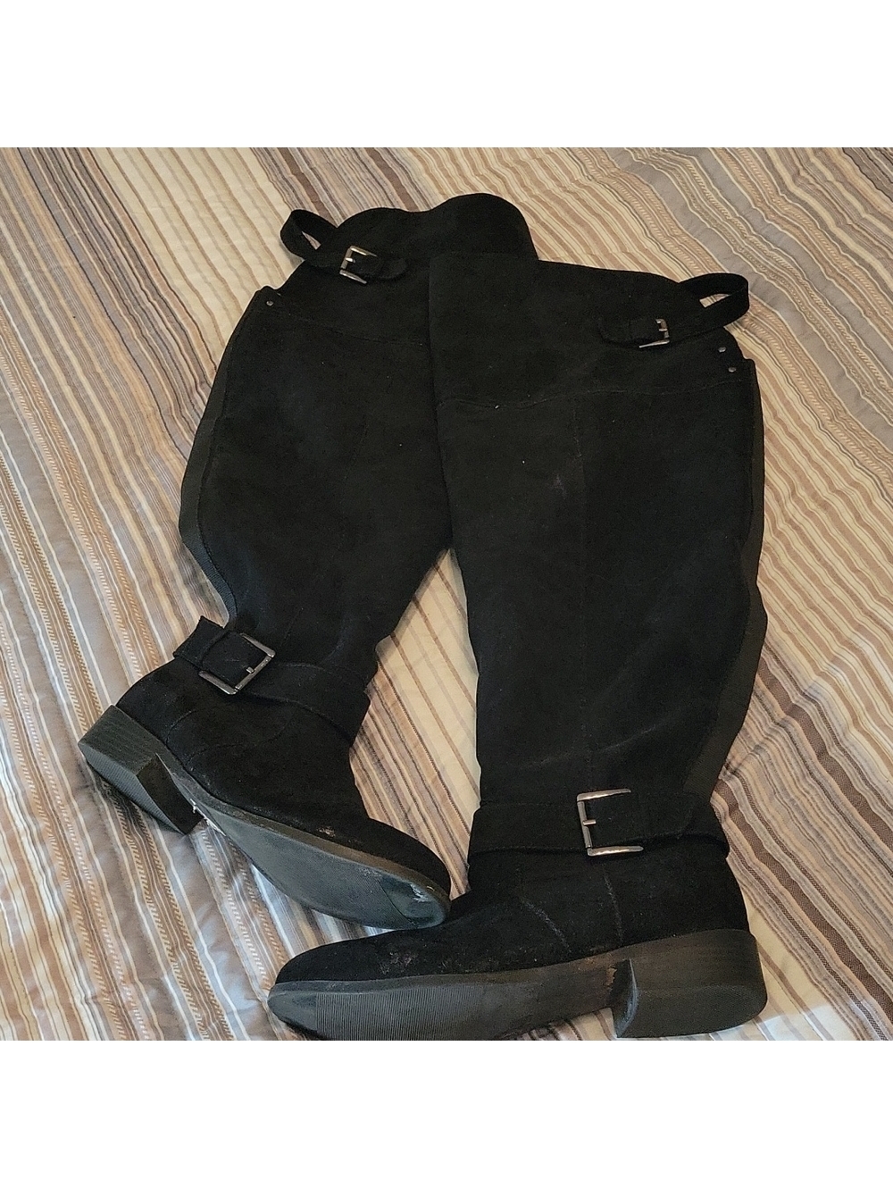 Torrid Women's Black Over-the-Knee Suede Boots with Wide Calf, Size 8.5W